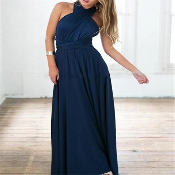 Infinity-klänning med bandeau, konvertibel brudtärnklänning, lång, plusstorlek, flervägsklänning, omlottklänning I XL