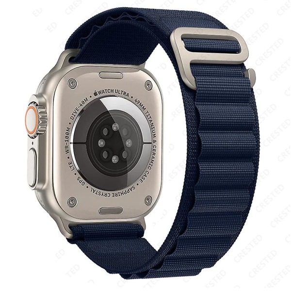 Rem för Alpine Loop Nylon Correa Iwatch Series Ultra 8 Se 7 6 3 5 Kompatibel Apple Watch rem midnight blue 42mm 44mm 45mm 49mm