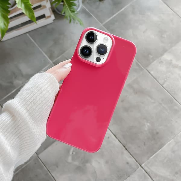 Støtsikkert TPU-telefondeksel i solid farge for iPhone 15 Pro Max Pro Rose Red iPhone 15 Pro Max