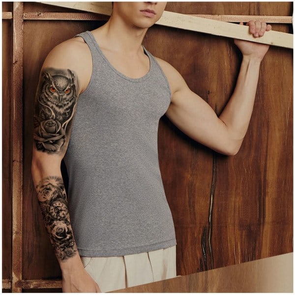 12 Ark Varg Lejon Temporära Tatueringar Män Kvinnor Arm, 3D Temporär Tatuering Vuxna Barn Nacke, Svart Läskig Dödskalle Halloween Falsk Ta