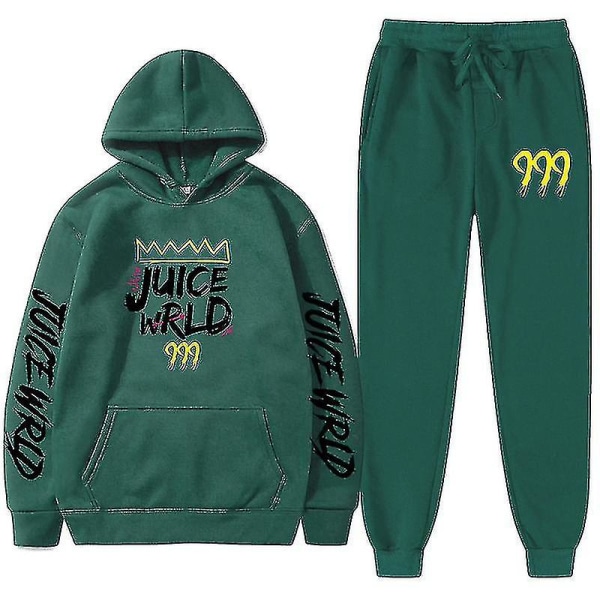 Ny Juice World Hoodie Sæt Sweatshirt + Joggingbukser Juice Wrld Juice Wrld Juice Wrld Trap Rap Regnbue Tomografi Juice Wrld green 1 XXL