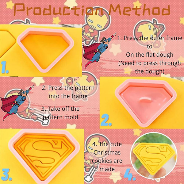 Spiderman Superman kakformar söta form kakfondant bakning DIY-form 8 st/set