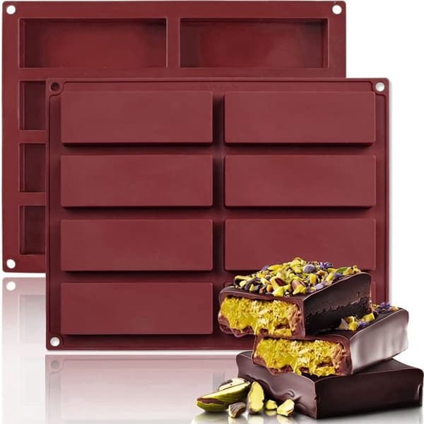 2 stk. dyb rektangulær silikone chokoladeform, müslibarform, chokoladeform til