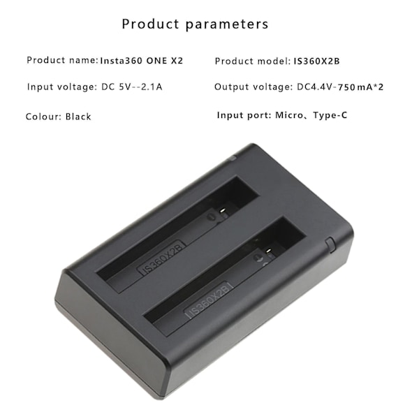 Nyt Insta360 One X2 Batteri 1800mah Universal 2 Batterioplader til Insta 360 One X 2 Action Kamera Tilbehør (3 Batterier med Oplader)