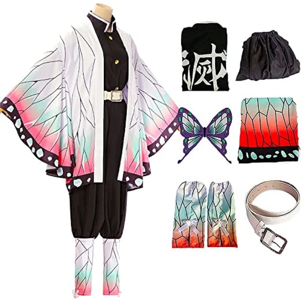 Mub - Kochou Shinobu Cosplay Kostume til Børn og Voksne Anime Demon Slayer Cosplay Kostume Kochou Anime Kimono Outfits til Halloween A SET A SET A SET L