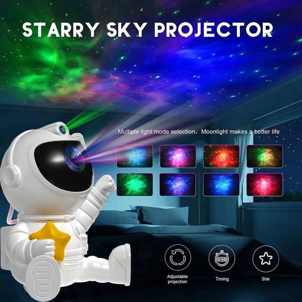 Stjernegalakser Projektor LED Nattlys Stjernehimmel Astronaut Po A2