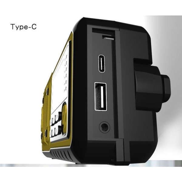 Nödradio med vev 4000mAh Powerbank med LCD-skärm, solceller, ficklampa-WELLNGS