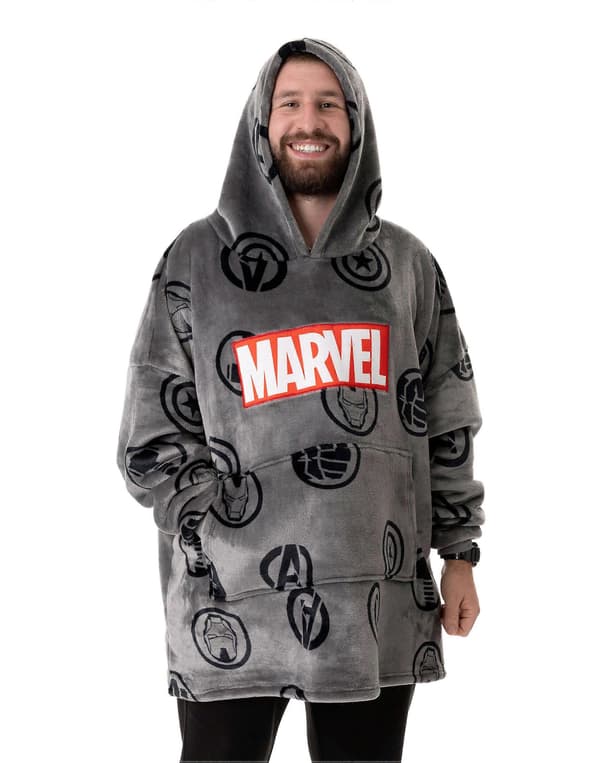 Marvel Herre Tæppe Hættetrøje Grå Logo - Grey One Size