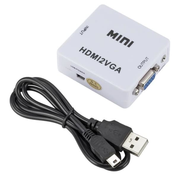 Audio-videoadapter, mini bærbar HDMI til VGA-omformer, videoboks, lydadapter - HDMI til VGA-videokonverter