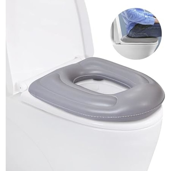 Oppblåsbar toalettsete pute hevet donut pute høydejusterbart toalettsete PVC toalettstøttepute for eldre funksjonshemmede