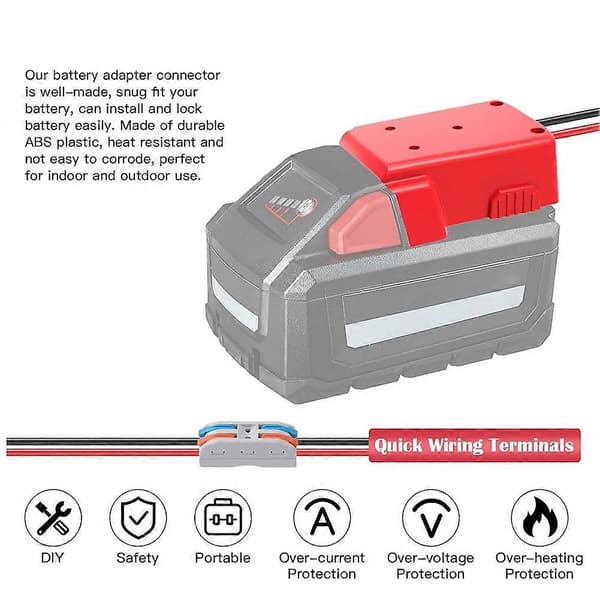 2-pack Power Wheel-adapter för Milwaukee M18 batteriadapter Red