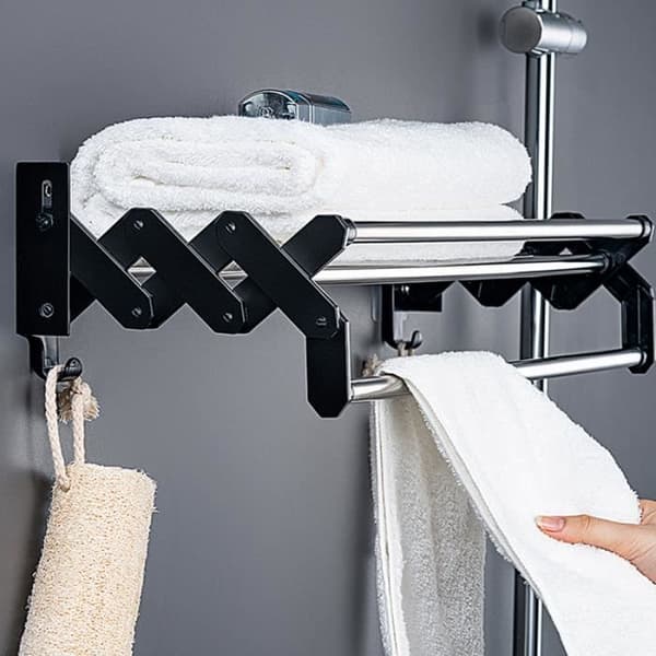 Håndklestativ - 60CM - Rustfritt stål - Uttrekkbart - Moderne veggmontert