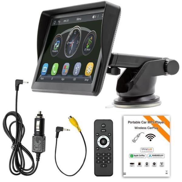 PRUMYA B600W Bluetooth Bilradio - 7-tums - CarPlay - Android Auto - Pekskärm