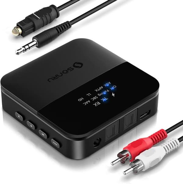Bluetooth 5.0-sender og -mottaker, Bluetooth-lydadapter, digital optisk sender og 3,5 mm RCA-lydadapter, A[J59]