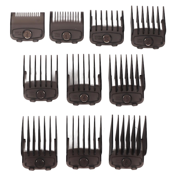 Professional Hair Clipper Cutting Guides - 10pcs Black Lightweight Comb Accessories Fully Compatible