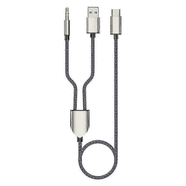 1 Split 2 Type C til Usb A 3,5 mm Aux-kabel Stereo Hifi-lyd til bilhøjttalere Blue