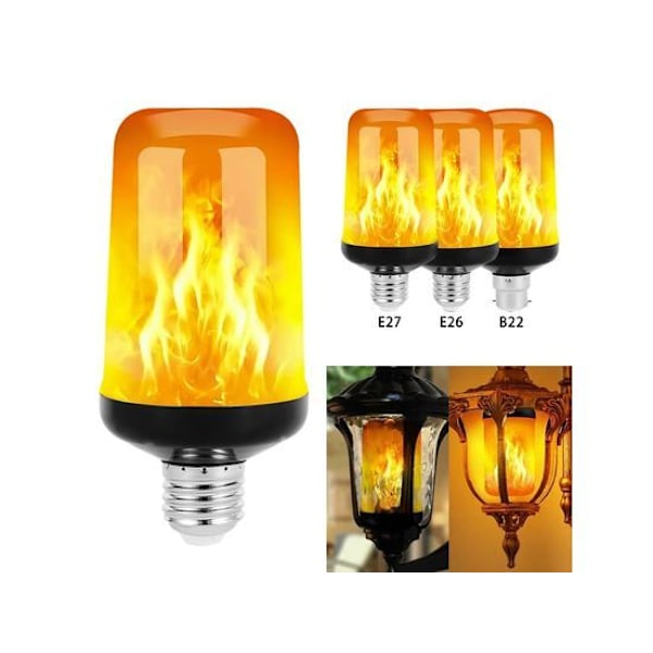 B22 E27 LED Flammeeffekt Lys, 4 Tilstande, Festlige LED Flammeeffekt Lys, Simuleret Ildflammer, Lampe til KTV, Festival, Have, Dekoration E27 4 Mode 9W