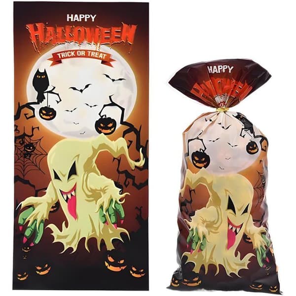 50 st Halloween Godispåsar - Pumpa Godispåsar, Kalaspåsar för Barn, 28x13cm