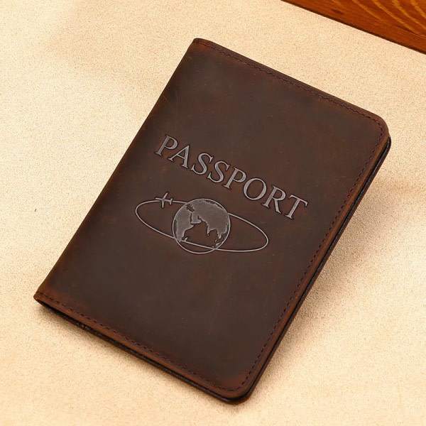 Passport Holder RFID Blocking Genuine Leather Cover for Case Multi-functional Air Ticket Case -