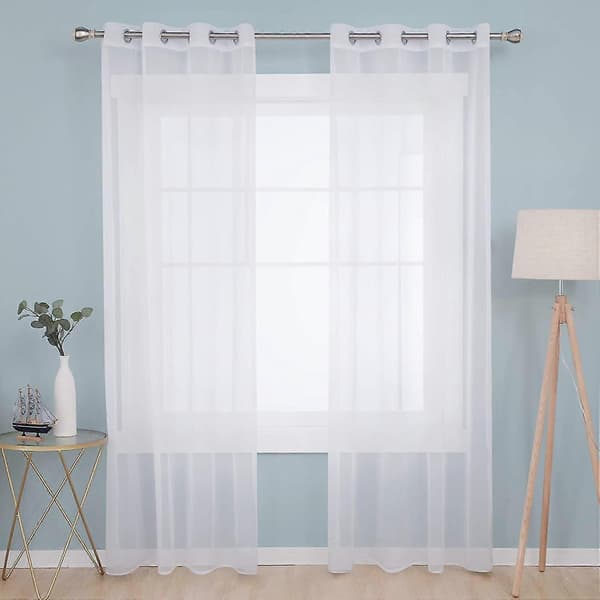 Sett med 2 voile stuegardiner for gutter