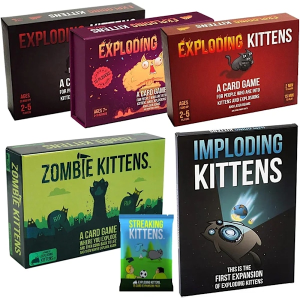 Exploding Kittens -korttipeli, alkuperäinen painos, NSFW-juhlat, Streaking Kittens -laajennus, Imploding Kittens -laajennus, Barking Kittens -laajennus, Bears vs B Light Yellow