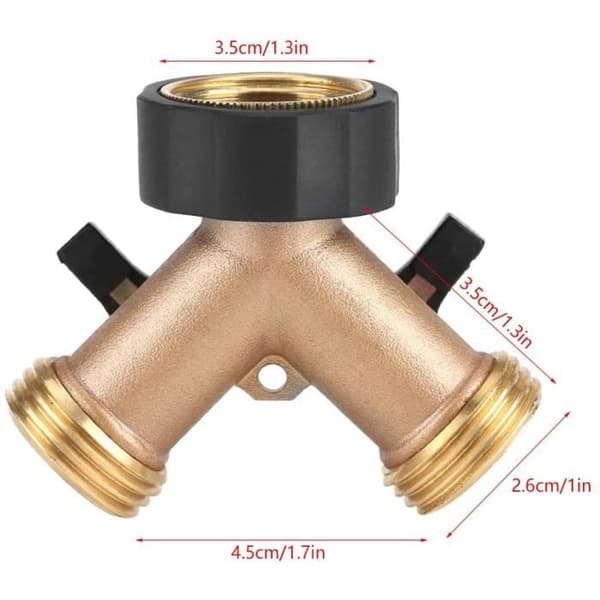 Dobbelkranfeste - Kranadapter - Messing - 3/4\" - Hagestoppventil