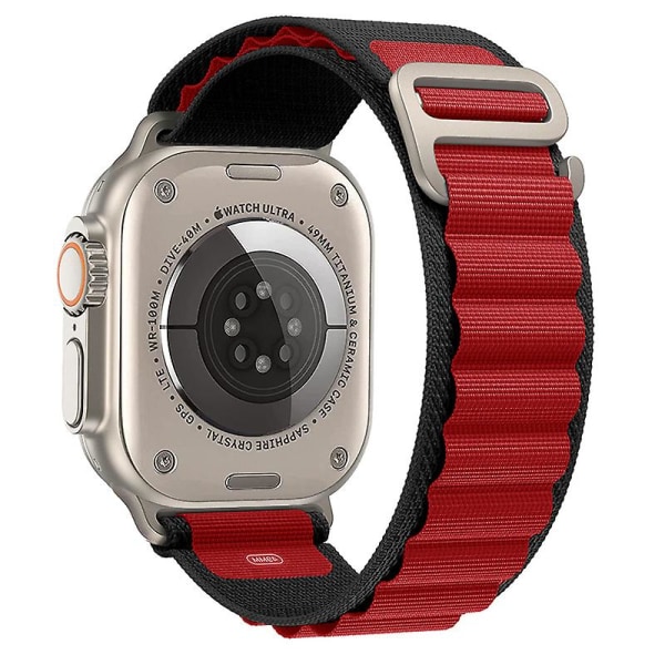 Rem för Alpine Loop Nylon Correa Iwatch Series Ultra 8 Se 7 6 3 5 Kompatibel Apple Watch rem Black red 38mm 40mm 41mm
