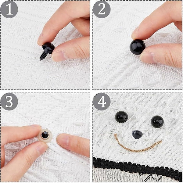 Totalt 180 stk Sikkerhetsøyne og Neser for Amigurumi med Brett Plast Stoppet Hekleøyne Skaftdesign Sikkerhetsøyne Stoppet Dyr Øyne