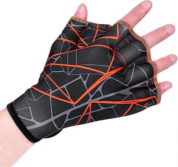 Nylon Simhandskar Vattensimhandskar Vattenträning Hand Simhud Small orange M