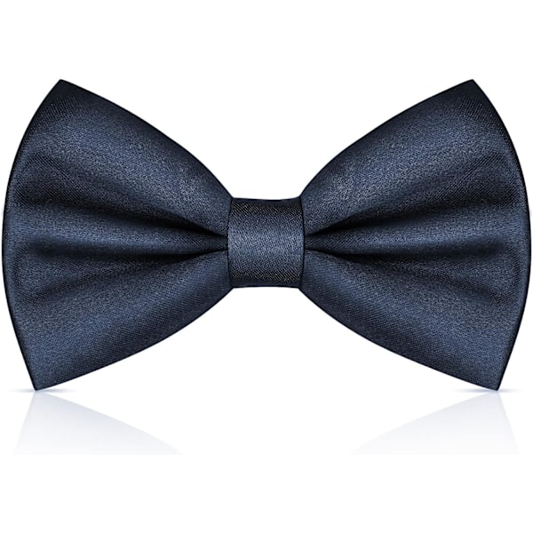Herrfluga, klassisk enfärgad fluga för män, satin smokingfluga, justerbar formell fluga för fest, bröllop Dark blue