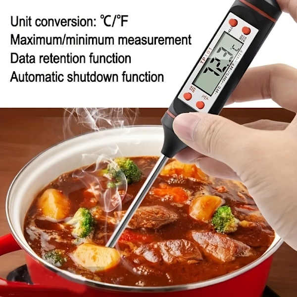 1pc Instant Read Meat Thermometer, Digital Probe Milk Liquid Barbecue Thermometer Good Cooking Kitchen Grill BBQ Milk Candy