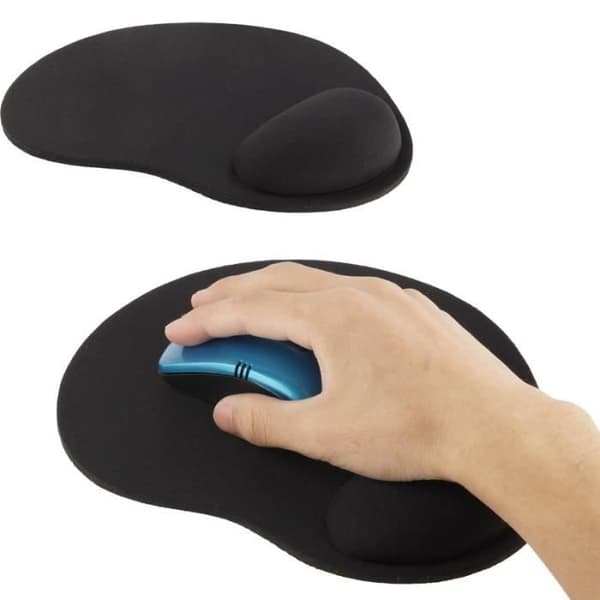 Ergonomisk stofmusemåtte med håndledsstøtte (sort)