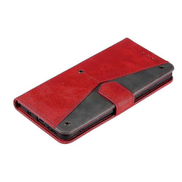 Plånboksfodral i läder med sömmar och handledsrem för Xiaomi Redmi Note 14 Pro 4G Red