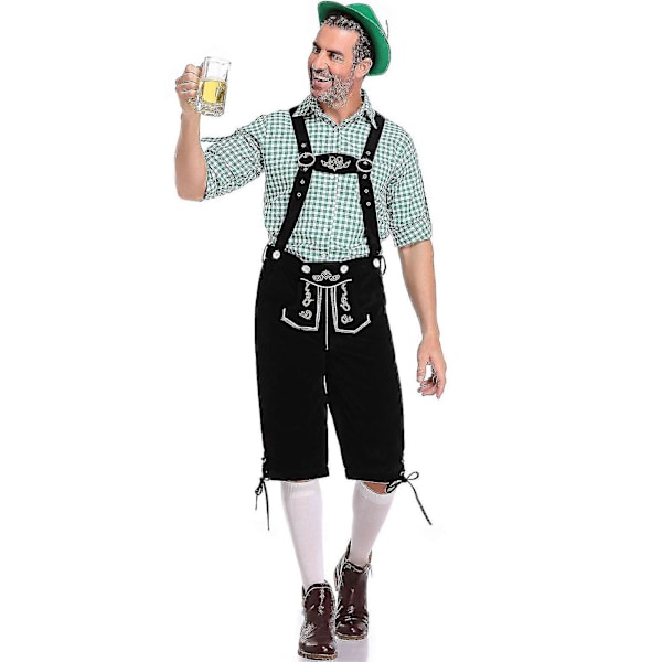 Oktoberfestdräkt i bayersk stil för män, en elegant dräkt för Oktoberfest och ölfestivaler LL L Green