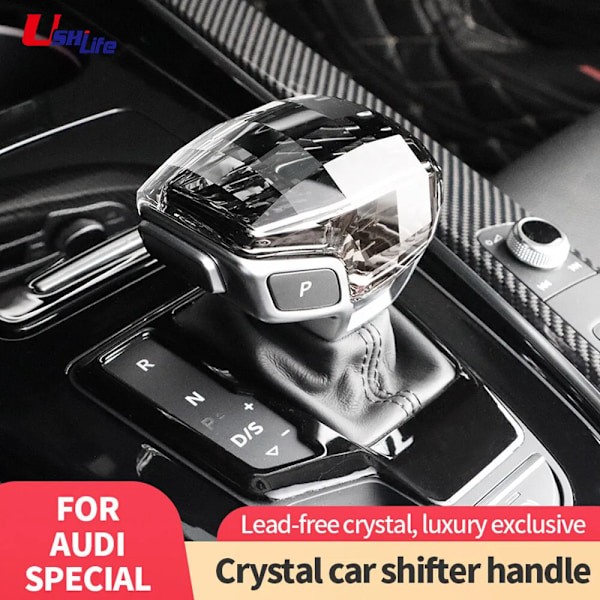 Ushilife Bil Kristall Växelspaksknopp Dekorationsskydd för Audi A4 A4L A5 A6 A6L A7 A8 Q5 Q5L Q8 S4 S5 Q7 C8-B för Sline Logo B For Sline Logo