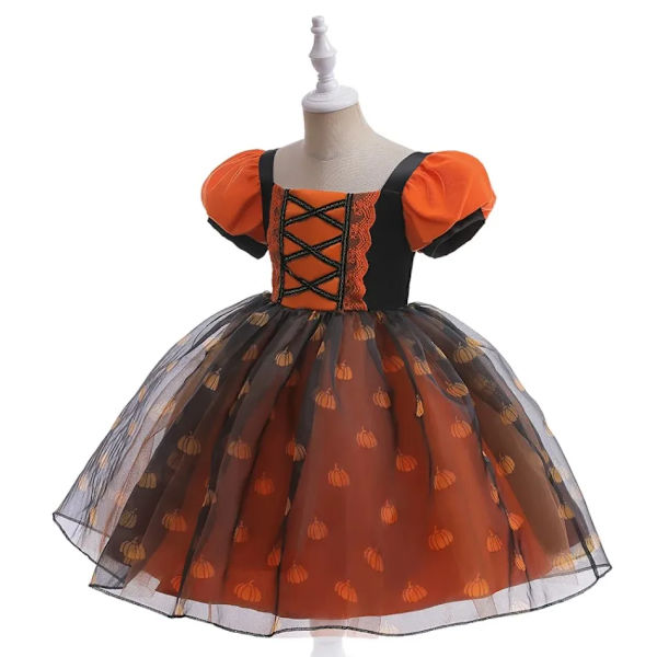Jente Gresskar Trykk Heks Prinsesse Kjole Halloween Kostyme Fest Ytelse Klær S02 S02 140cm
