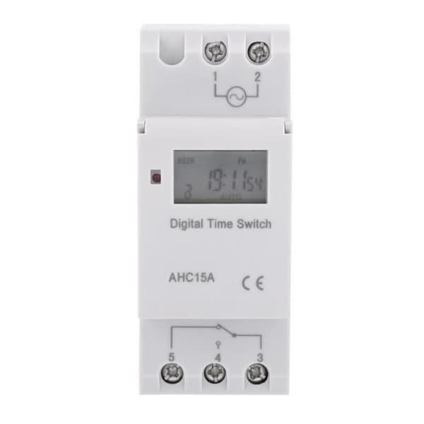 Ugentlig timer - AC/DC - DIN-skinne montering - 25A - Digital