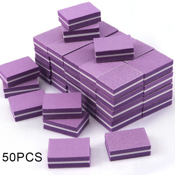 50 st Mini Nagelbuffer, Nagelbufferblock för Naturliga, Gel och Akrylnaglar, Dubbelsidig Poleringsblock för Hemma- och Salongsbruk Purple
