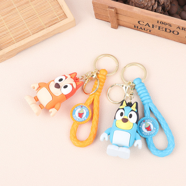 Cartoon Family Doll Creative Car Chain Keychain Bag Pendant Cou Blue