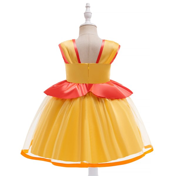 Prinsess Daisy Klänning för Flickor Anime Spel Kostym Prinsess Rollspel Maskerad Barn Tutu Kjol Halloween Karneval Kläder ASMR ASMR090 8-9Y Size 150