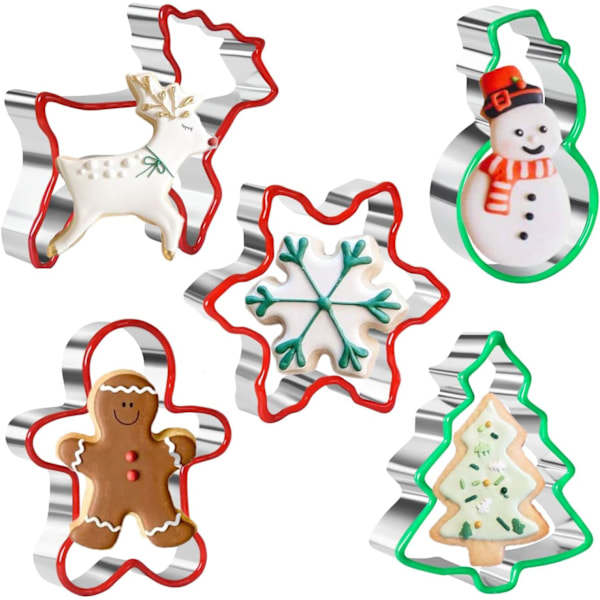 Christmas Cookie Cutter Set 5 pcs with soft PVC edge Xmas Cookie Cutters