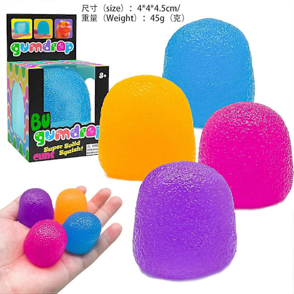 Squishy Sensorisk Klemmeleke Gumdrop Elastisk Stress Sensorisk Fidget Leke Teksturert Sensorisk Leke med Super Solid Squish Farger Kan Variere - Gave f[D] s