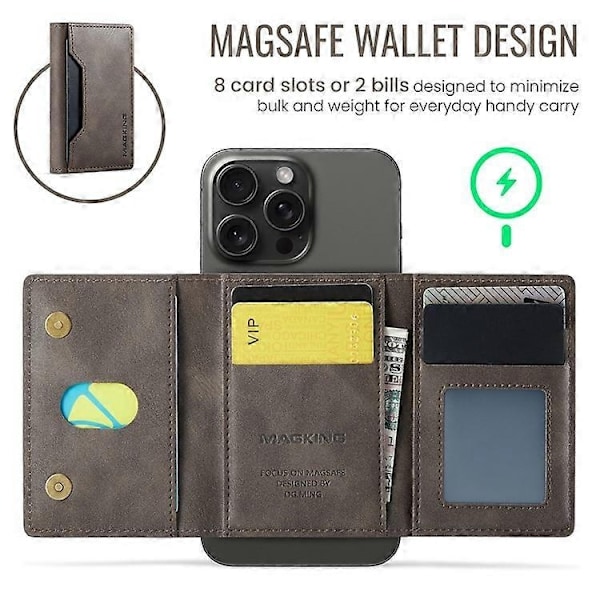 MAGKING K2 Ställ Magnetisk Korthållare Kompatibel med MagSafe RFID Mobiltelefonplånbok - Perfekt_xx Espresso