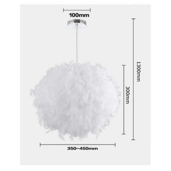 Fjer lysekrone - E27 - 40W - Hvid - 30 cm