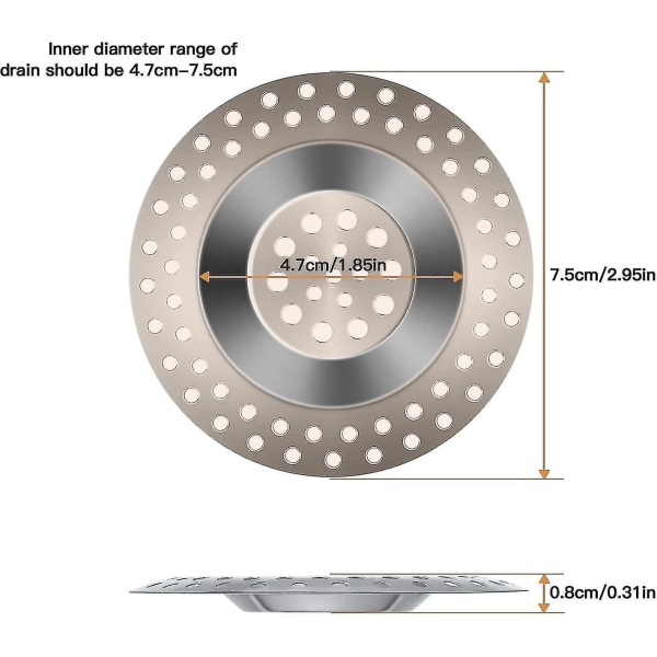 2 stk kjøkkenvask silplugg, sil dreneringsdeksel, rustfritt stål vask hårfanger vaskplugg hårfanger Battqx