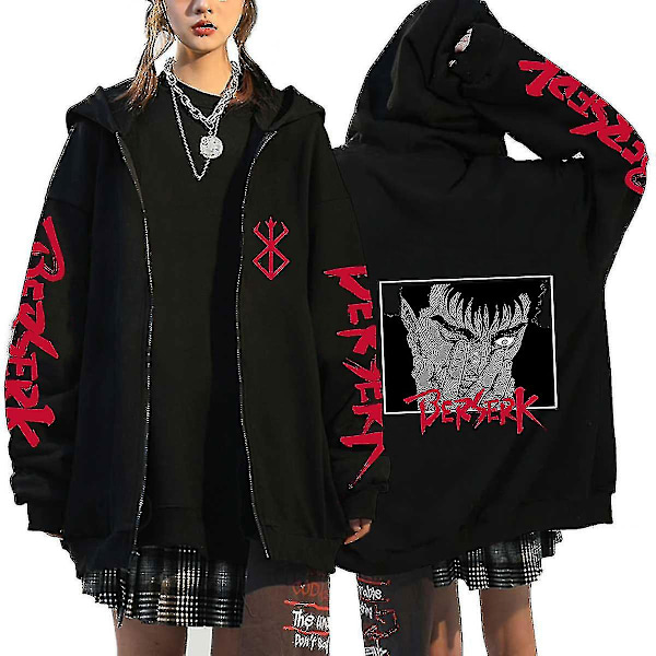 Anime Hoodie Jakke Harajuku Manga Guts Et Genser Grafisk Erme Menn/Kvinner Punk Fash Glidelås Ets Ks-10 S