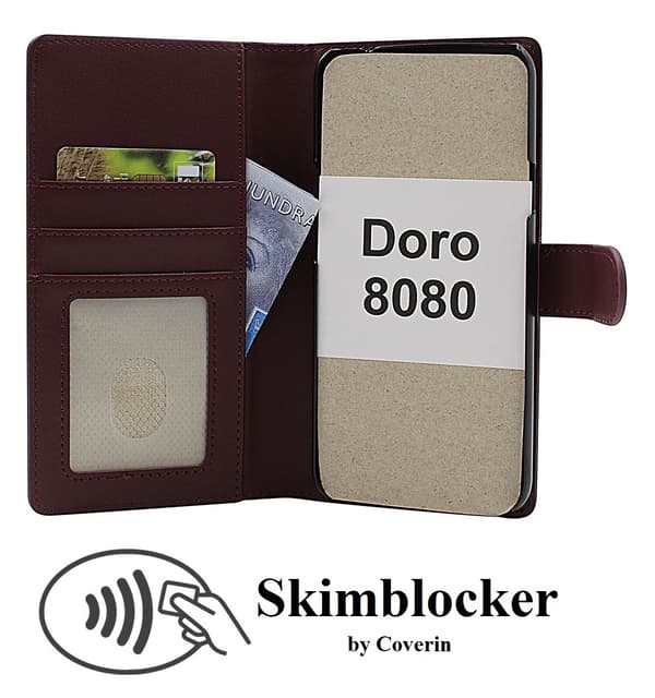 Skimblocker Doro 8080 Plånboksfodral Mörkröd
