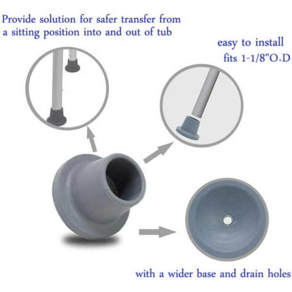 Duschstol badkarssäte, halkfri duschpall och badkarstransferpall gummikoppfötter (1-1/8\" ID)