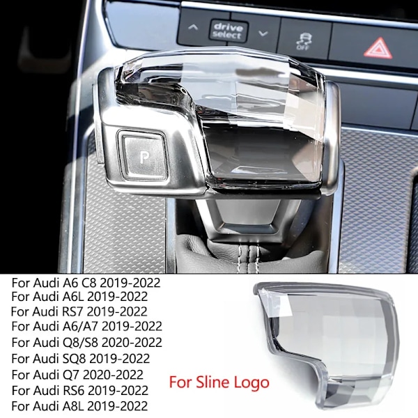 Ushilife Bil Krystall Girspak Dekorasjonsdeksel for Audi A4 A4L A5 A6 A6L A7 A8 Q5 Q5L Q8 S4 S5 Q7 C8-B for Sline Logo B For Sline Logo