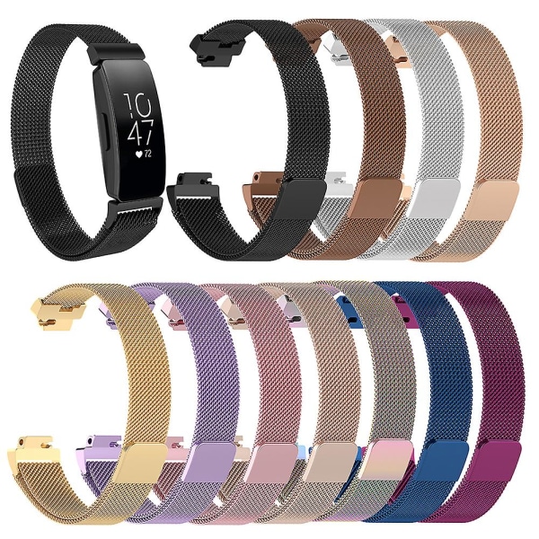 Rostfritt stål Magnetisk tunn mesh watch Handledsrem kompatibel Fitbit Inspire Hr Rose Pink S